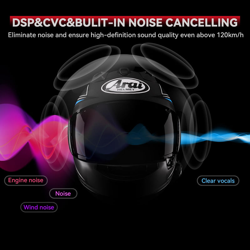 X1 Motorcycle Headphone Helmet Speakers 40mm, 60 Hours of Use | Motorcycle Bluetooth Headset 5.3 for Dirtbike/ATV, fit for full face/open face/modual helmets,Siri/Google voice control