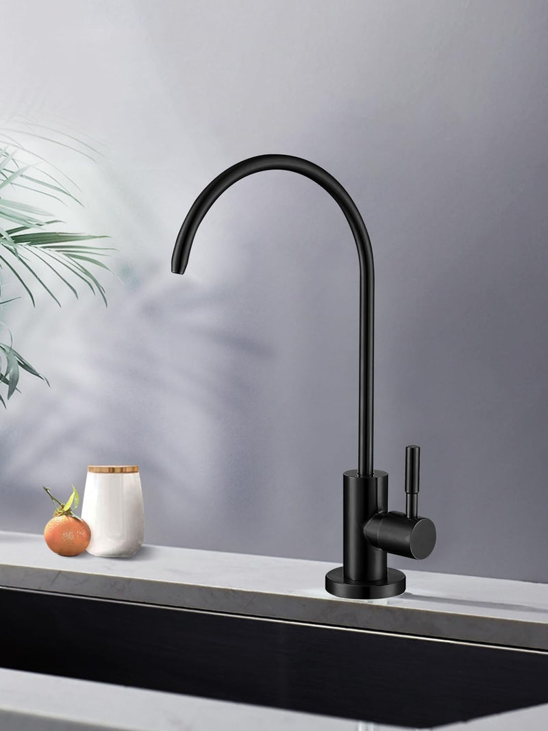 Drinking Water Faucet Matte Black Water Filter Faucet, SUS304 Stainless Steel, Easy to Install Reverse Osmosis Faucet for Kitchen Bar Sink