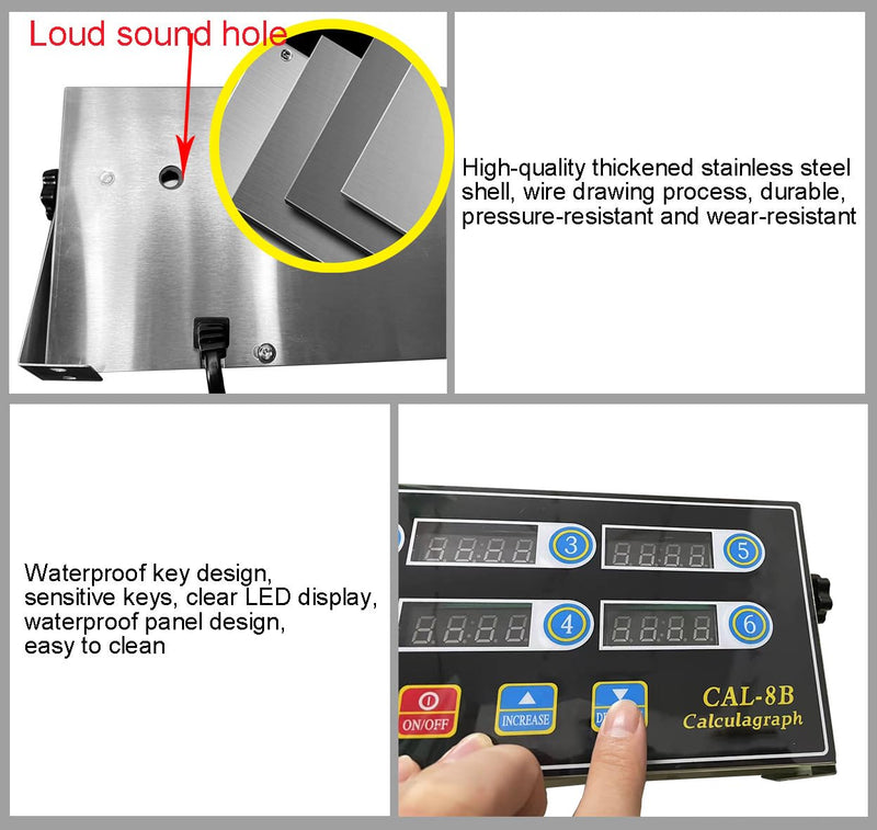 Kitchen Timer Commercial Restaurant Timer 6 Channel LED Digital Timers Loud Ring Alarm Cooking Reminder