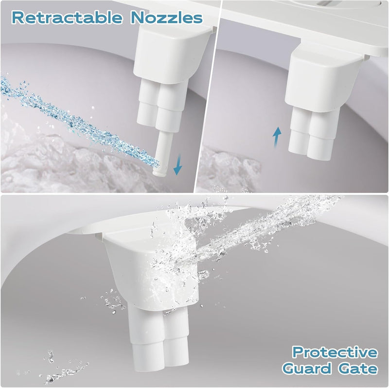 Ultra-Slim Bidet Dual Mode Bidet Attachment for Toilet, Bidet Toilet Seat Attachment with Pressure Controls(Feminine/Posterior Wash),Easy to install Design Non-Electric Bidet Cold White Bidet