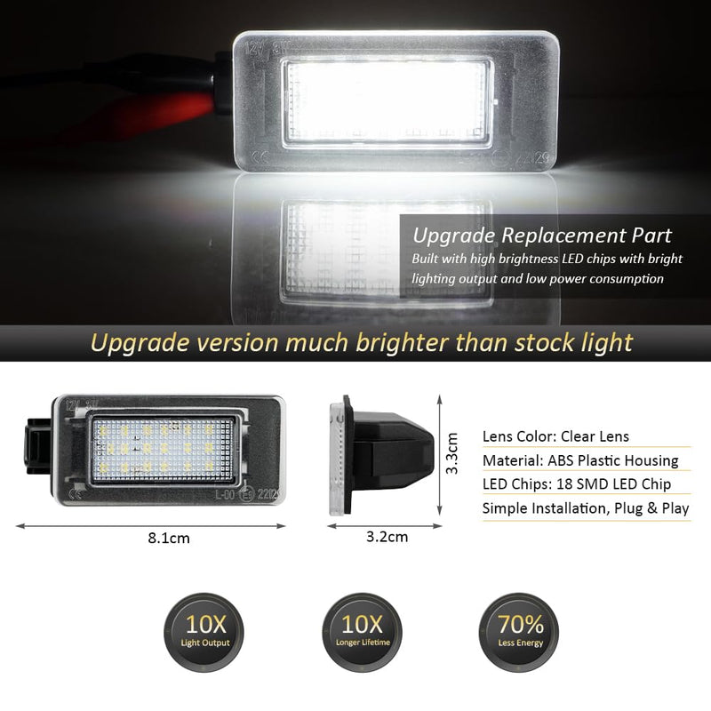 D-Lumina LED License Plate Light Tag Lamp Assembly for 2019-UP Nissan Altima Sentra Rogue Versa, Powered by 18-SMD Xenon White LED Tag Lights, Pack of 2 Nissan Altima/Sentra/Rogue