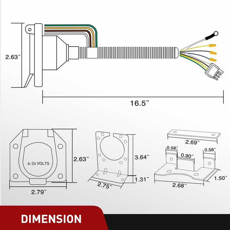 Nilight Dual Output 4 Way Flat Vehicle Side to 7 Way RV Blade Wiring Adapter 4 Pin Flat to 7 Pin Round Blade and 4 Way Trailer Wiring Harness Adapter w/Mounting Bracket for Truck RV Dual Output 4 Way to 7 Way Trailer Adapter