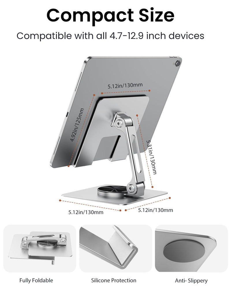 Tablet Stand 360° Rotating,Adjustable & Foldable, Super Sturdy Super Stable & Portable Tablet Holder for Office, Kitchen Compatible with iPad9.7,10.5,12.9, iPad Pro 11/12.9/13Air/Mini/Pro