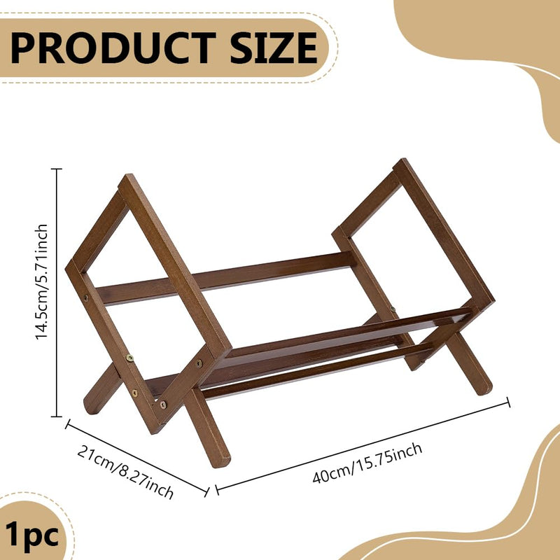 AHANDMAKER Wood DVD rack CD Storage Rack Retro Tabletop DVD CD Storage Rack Assembly Wooden Record Display Holder Organizer for Home Office CDs Books Documents Files Magazines Albums Storage