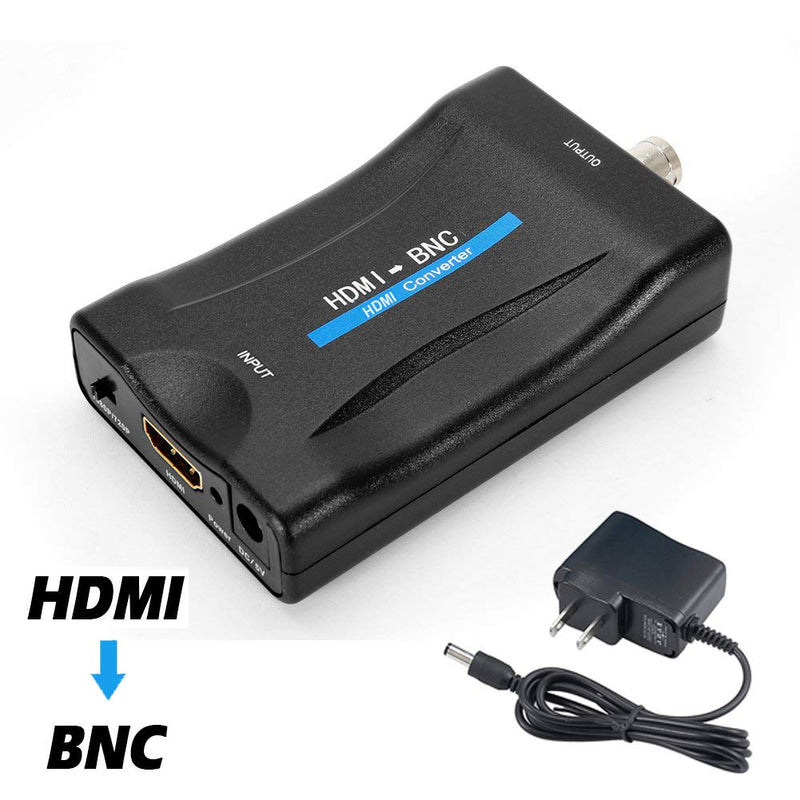 HDMI to BNC Converter Adapter - HD Digital Video in Female BNC Coax Connector Composite Box w/ 3.5mm Audio Out for PS3 PS5 DVD DVR Security Camera CVR CCTV Image Coaxial Analog CVBS Signal Monitor TV