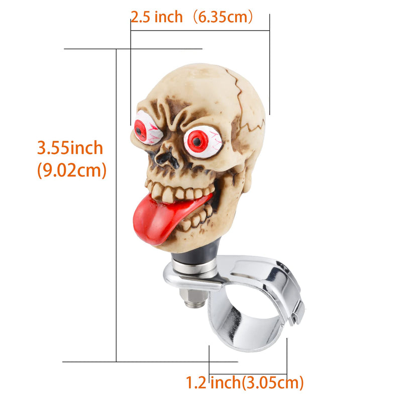 Arenbel Skeleton Head Steering Wheel Spinner Knob Car Turning Suicide Booster Assist Grip Handle Fit Most Vehicles, Beige