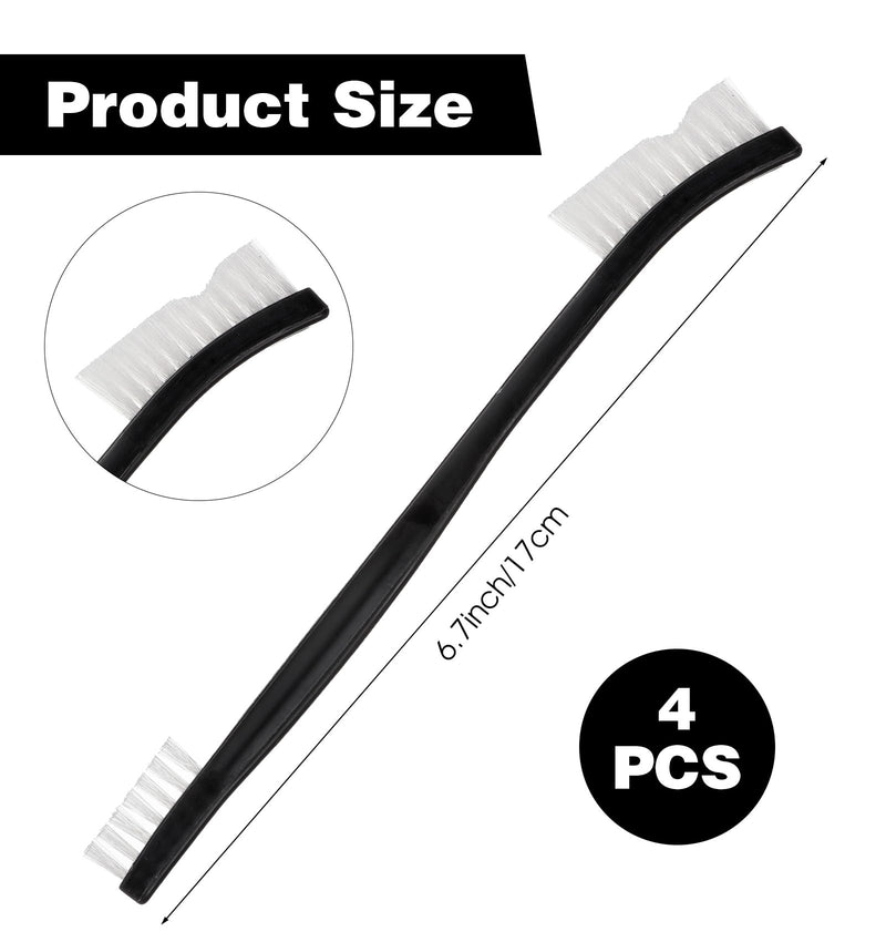 4 Pcs Small Cleaning Brushes, Double-Ended Nylon Detail Brushes for Jewelry, Tight Spaces, and Car Detailing