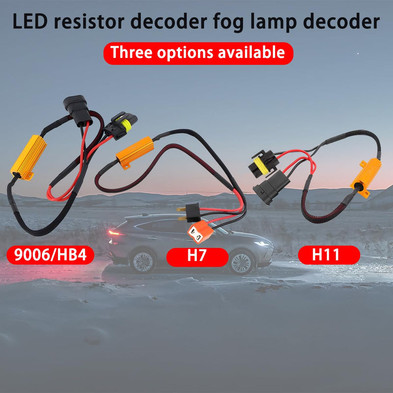 BESULEN 2PCS H11 Car LED Resistor Kit, 50W 6Ohm Vehicle Headlight Anti Flicker Error Decoder, Auto Fog Turn Signal Bulb Load Resistor Relay Harness Adaptor, Universal Auto Accessories