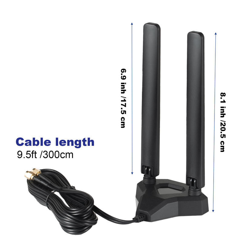 Tri-Band WiFi 6E Antenna - 2.4GHz, 5GHz & 6GHz - Magnetic Base Antenna for Routers, PC Desktop Computer & Gaming Motherboards, Eifagur