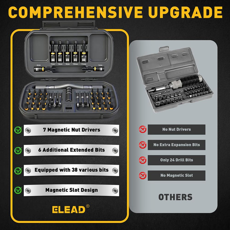 46 in 1 Magnetic Ratchet Screwdriver Set, Multi-Bit Screwdriver Kit, Nut Driver Set, Detachable Ratchet Handle with Storage Case, Repair Tool Kit for Furniture, Computer, Bicycle 46-in-1 New Version