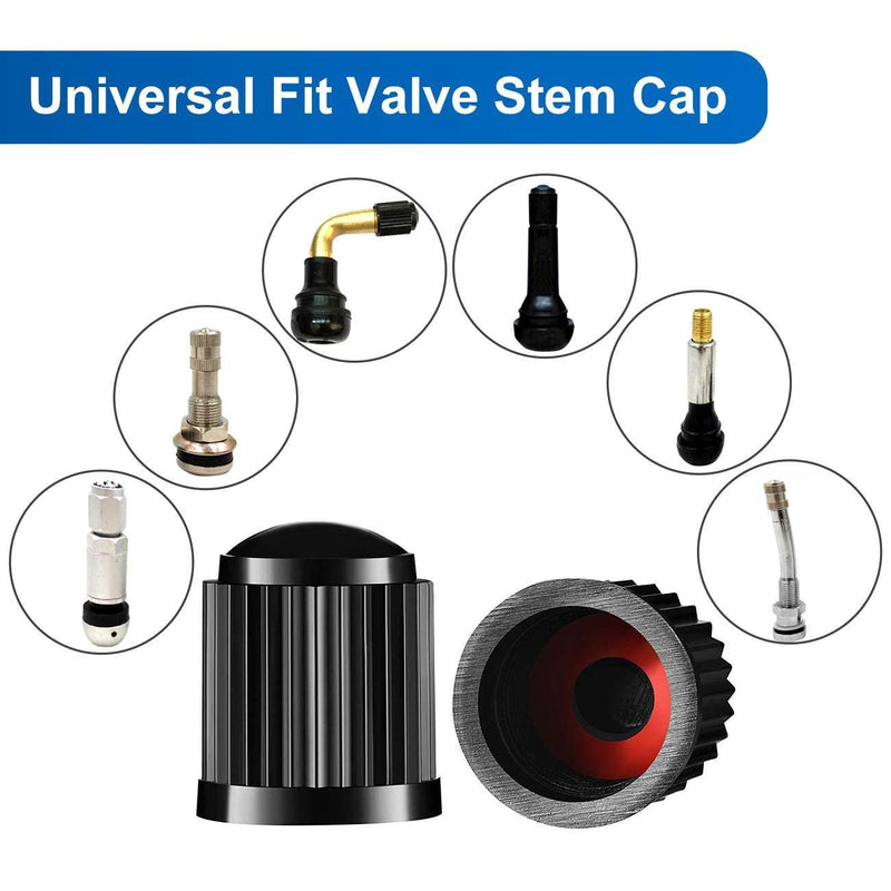Tire Valve Stem Caps The Upgraded Version has a Sealing Ring for Car, Motorbike, Trucks, Bike, Bicycle （Black） (24) 24 Pack-Black