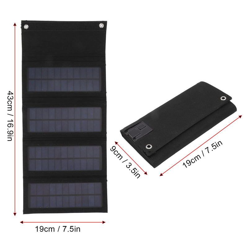 40w Foldable Solar Panel Charger, 4 Fold Charging Bag for Emergency Charging Outdoor Camping Hiking Phone Charger (Black) Black