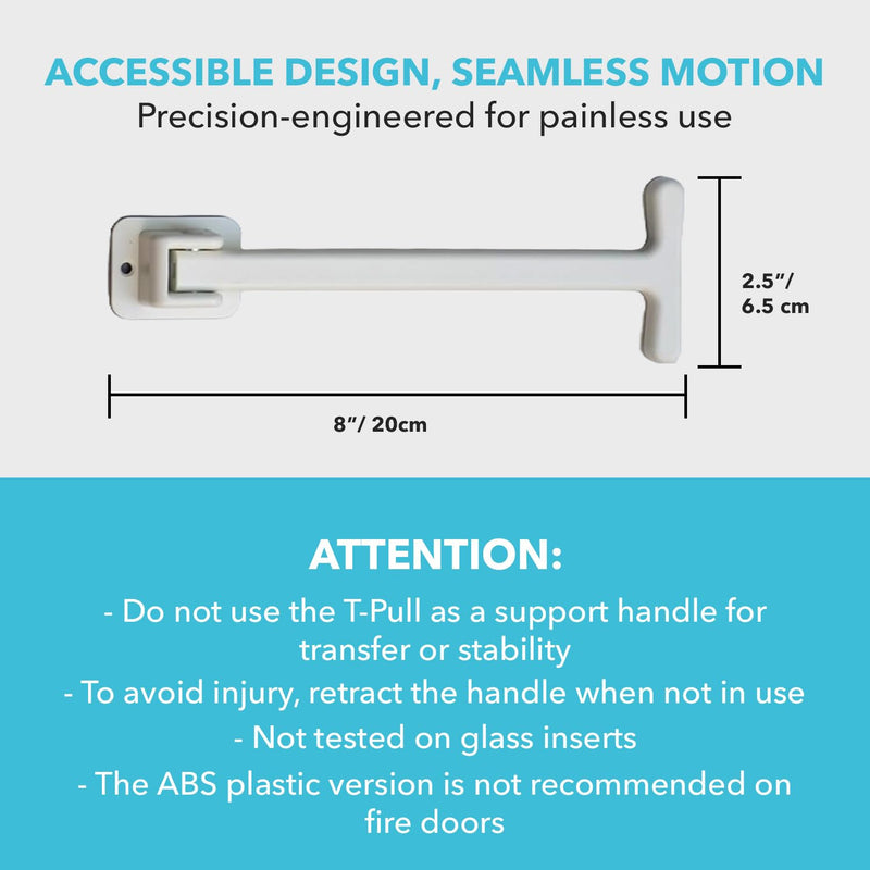 Manual Door Closer for Wheelchair Users - Canadian Made Accessibility Aid - Swivel Design for Interior/Exterior Doors (White ABS) ABS-White