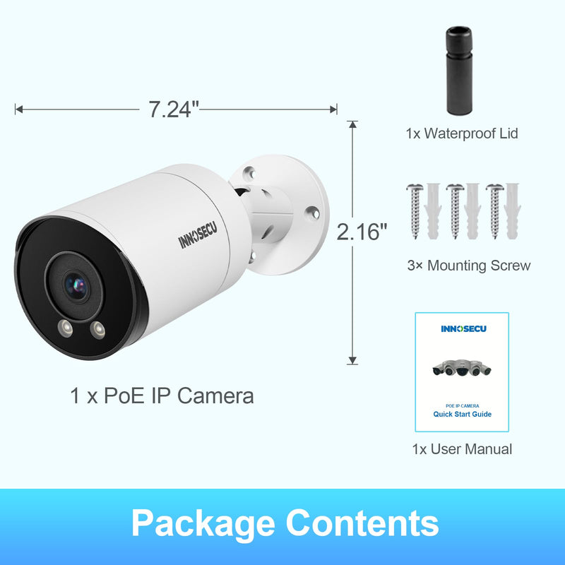 8MP AI IP PoE Camera, Bullet Security Surveillance Camera Outdoor IP67, Face Detection, Human &Vehicle Detection, 2.8mm Lens Wide Angle 110 °, Built-in Mic, Night Vision 100ft, INB8BR49E 8MP W/B NIGHT VISION