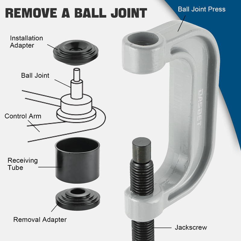 DASBET Ball Joint Removal Tool Kit | Ball Joint Press & U Joint Removal Kit Heavy Duty Ball Joint Press Fits Most 2WD and 4WD Cars Light Trucks 10PCS Ball Joint Service Tool Bushing Press Kit (Blue) Blue