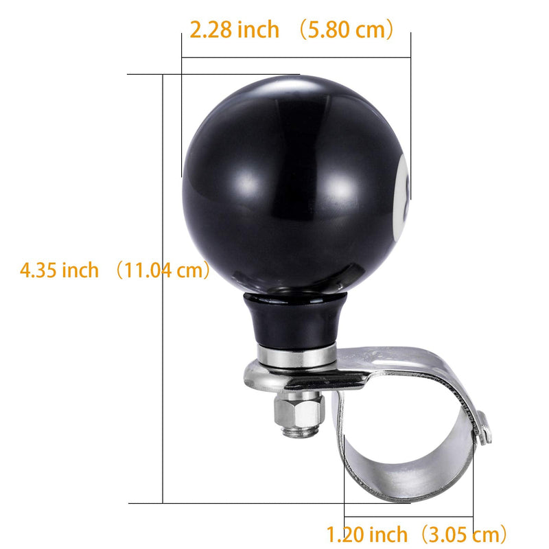 Arenbel 8 Ball Steering Wheel Assist Booster Grip Handle Turning Control Spinner Suicide Knob Fit Most Vehicles Cars Trucks Boats, Black Black 8 ball