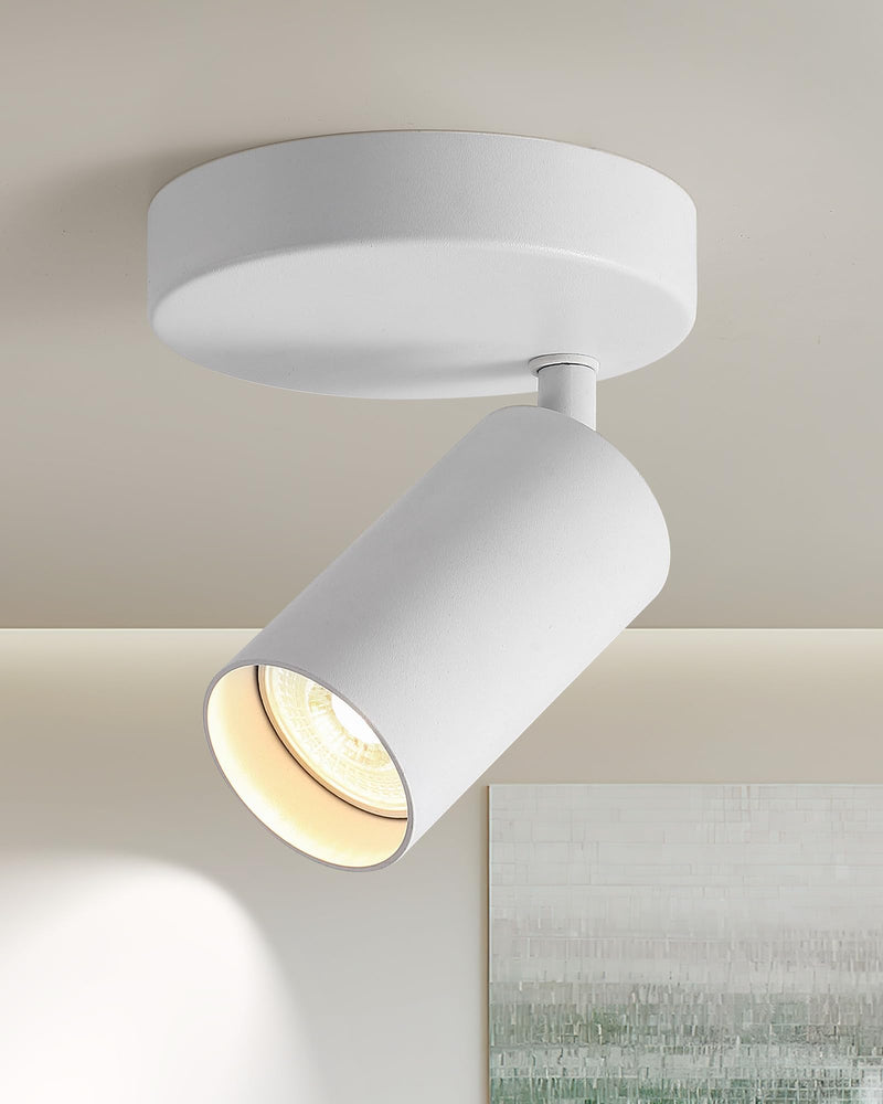 White Ceiling Spotlight Indoor Adjustable 1-Light Track Lighting with Flexibly Rotatable Light Head for Bedroom, Kitchen, or Living Room, GU10 Bulb not Included White