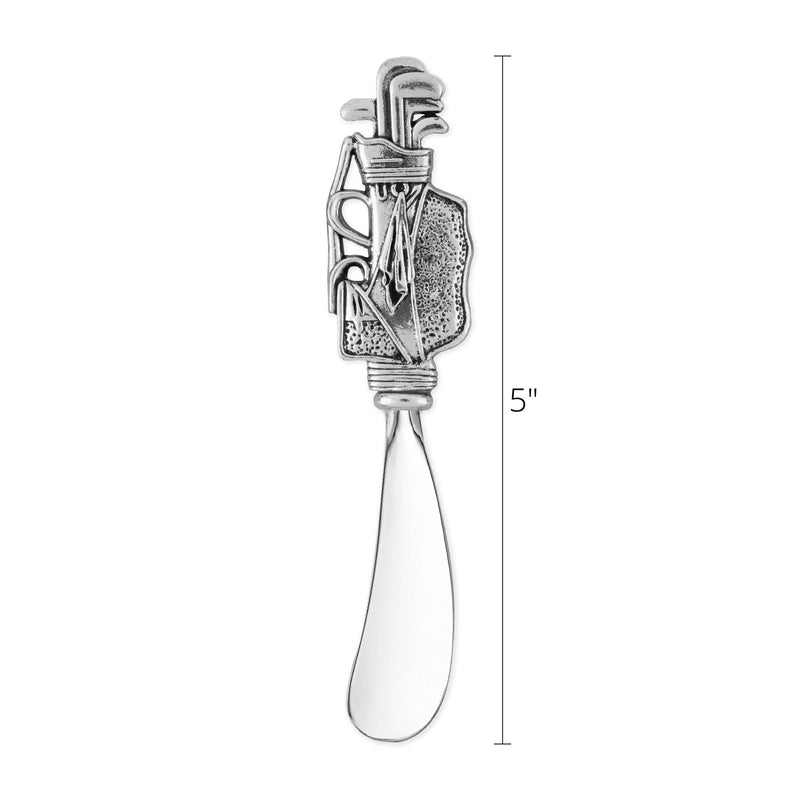 Supreme Housewares Golf Bag Cheese Spreader Set, Zinc Alloy Butter Spreaders with Decorative Handles for Cheese, Cream, and Dips, Silver, 5 Inch, Set of 2
