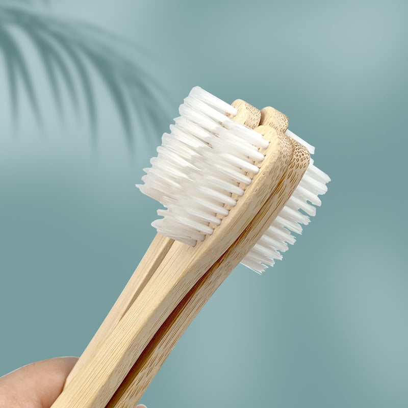 DincherBel Bamboo Toothbrushes Kit Bulk, Disposable Toothbrushes with Toothpaste(6g), Individually Wrapped Toiletries Amenities for Hotel, Airbnb, Homeless, Shelter, Camping and Travel (50 Pack) 50 Pack(Bamboo)