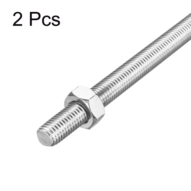 MECCANIXITY Fully Threaded Rod M14 x 300mm 2mm Thread Pitch 304 Stainless Steel Right Hand Threaded Rods Bar Studs with Screws 2 Pack M14 x 300mm x 2mm