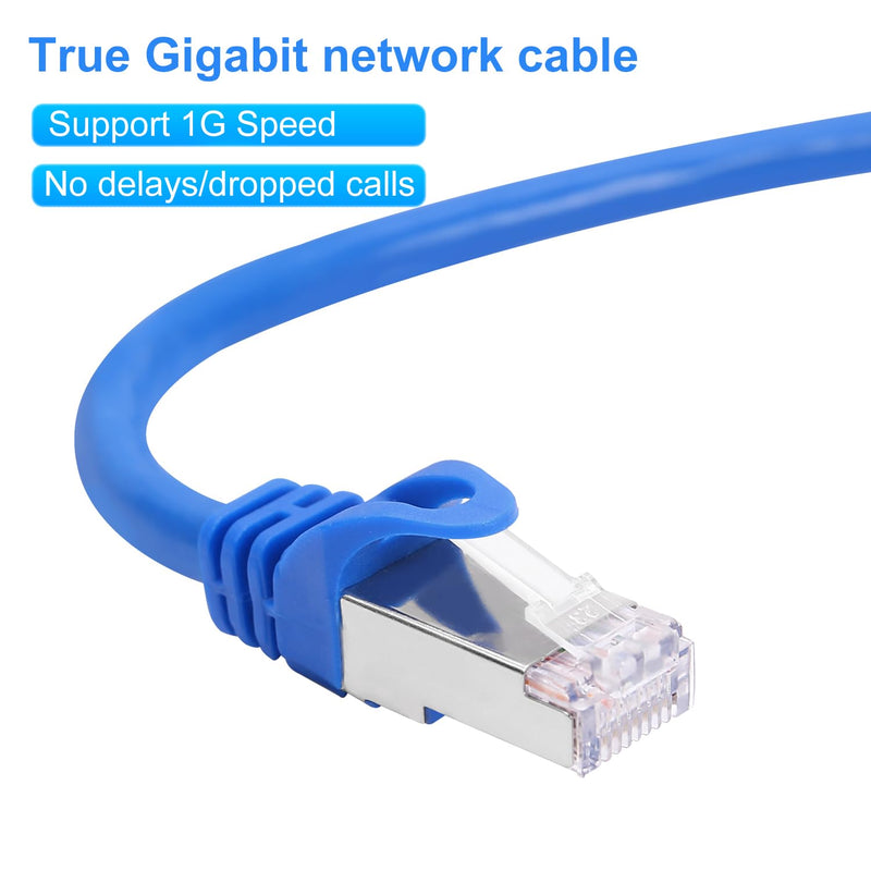 CAT 6 Shielded Ethernet Cable 100 FT, Indoor High-Speed (SFTP) 10Gbps Snagless Shielded 100FT Ethernet Cable for Internet, Router, Computer, PlayStation, Xbox, POE Camera, Printer - Blue