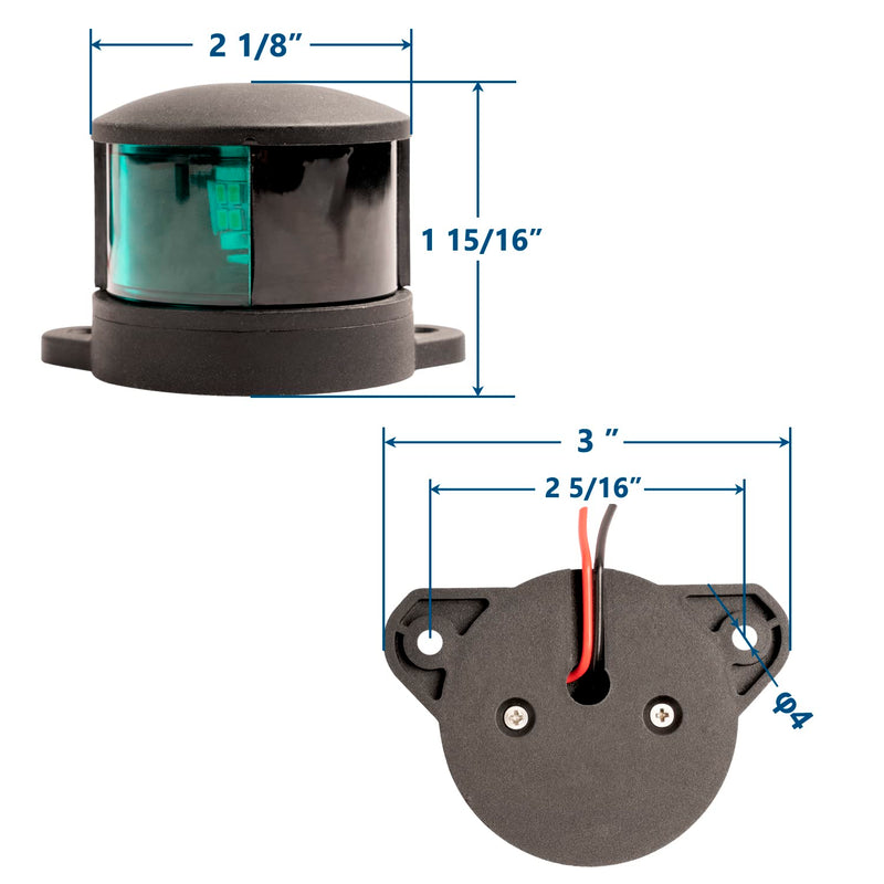 MARINE SYSTEM LED Boat Navigation Lights, Bow Light, Marine Navigation lamp. Perfect for Pontoon, Skeeter, Power Boat and Skiff