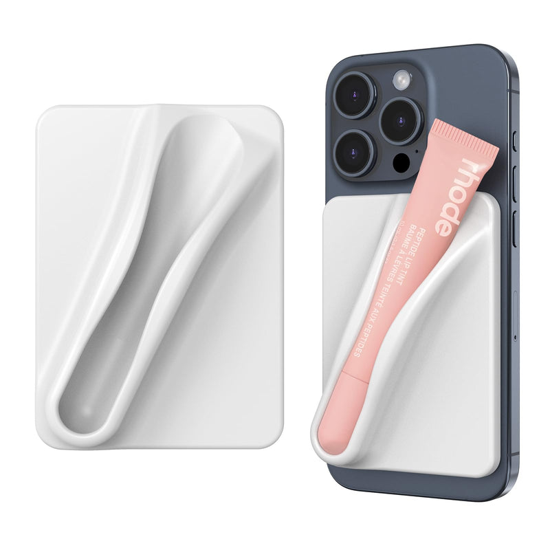 DOB SECHS Silicone Lip Holder for Cell Phone Lipstick Lip Glaze Phone Case Back Stick On Holder for iPhone and Android Phones, Grey