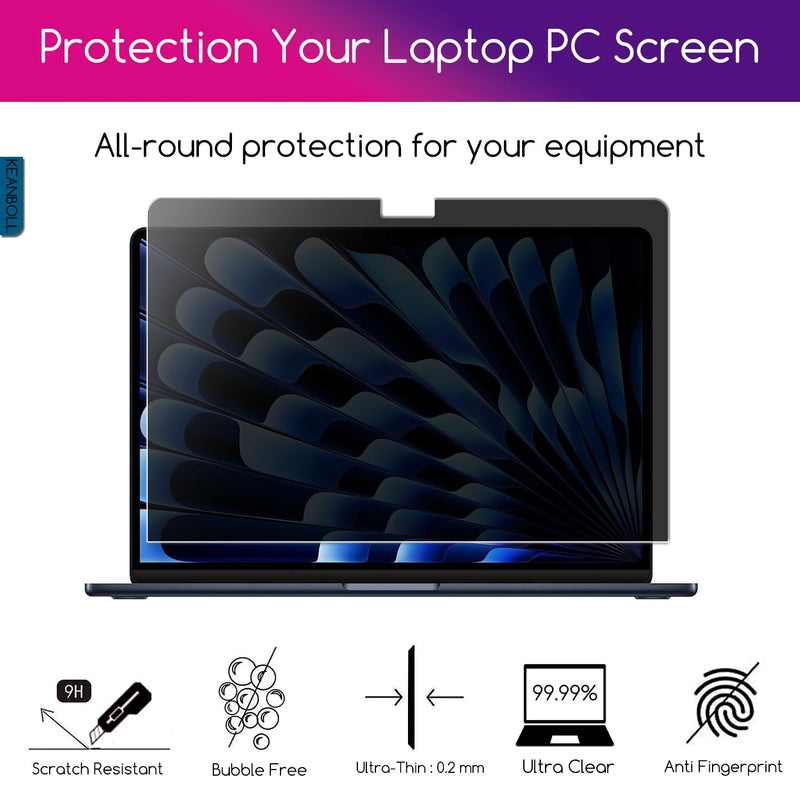 KEANBOLL Privacy Tempered Glass Screen Protector Designed for MacBook Air 13.6 inch (M4 / M3 / M2 Chip, Model: A3240 A3113 A2681), Anti Blue Light and Anti Glare (Tempered Glass) Shield Privacy-Tempered Glass