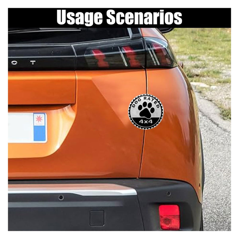 Car Badge Emblem, 4×4 Metal Car Exterior Badge Emblem, 3D Metal Auto Round Emblem Decals Car Badge Decal Stickers Compatible with Jeep Wrangler Vehicles SUVs Trucks (Dog Rated) Dog Rated