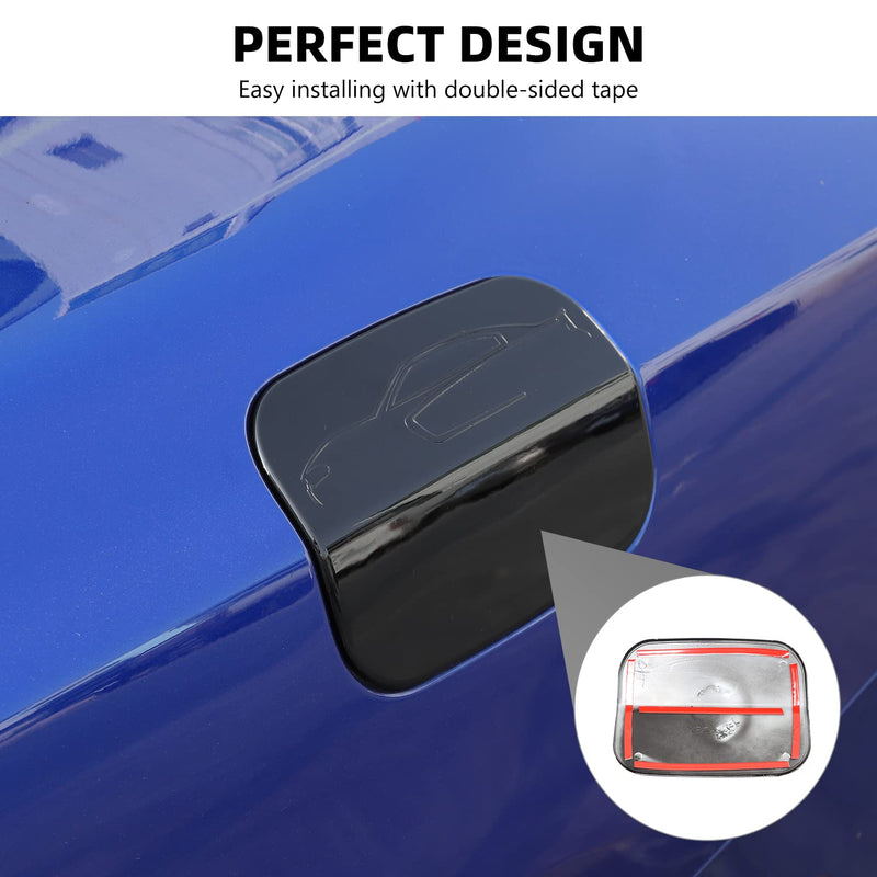 Gas Cap Cover for Charger Accessories, Fuel Filler Gas Tank Door Trim Cover Compatible with Dodge Charger 2011-2024, ABS Plastic (Black) Black
