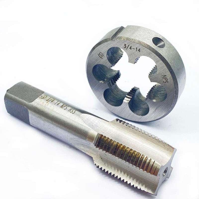 3/4"-14 NPS tap and die, 3/4"-14, 3/4"-18, HSS Tap And Die Set UNF Machine Thread Tap And UNF Round Thread Die Right Hand (3/4-14 NPS)