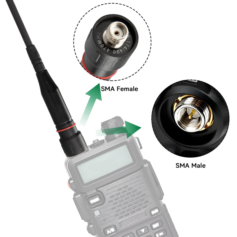 VHF UHF 144/430MHz Antenna SMA Female, Dual Band Ham Radio Antenna Retractable for Two Way Radio Walkie Talkie Amateur Radio