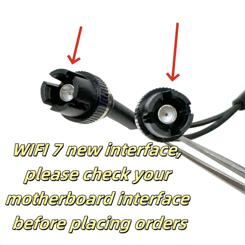 WiFi 7 WiFi Antenna 2.4G 5G 6G Dual Band Magnetic Base WiFi 6E WIFI7 for ASUS ROG Strix Z790 X890 Z890 B850 Gaming Motherboard PC Desktop Computer Wi-Fi 7 Wireless Network Card WiFi Router Black