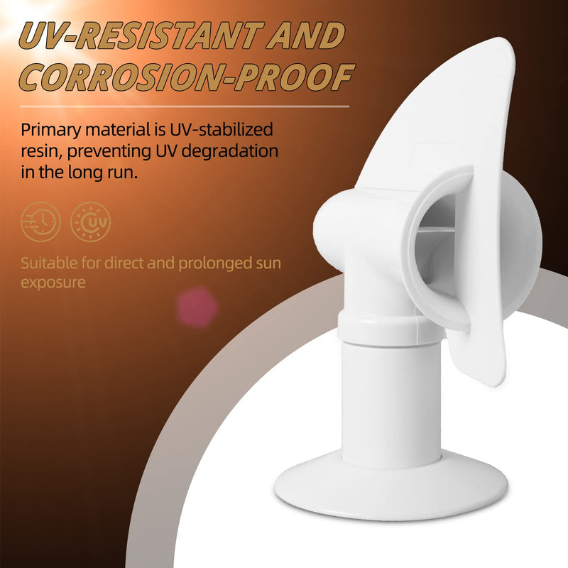 TonGass (1-Pack, White RV Rotating Sewer Plumbing Vent Cover for RV Rotating Holding Tank Vent Wind-Powered Cover Draws Holding Tank Odors Out - Rotates 360 Degrees - Includes Mounting Hardware 1