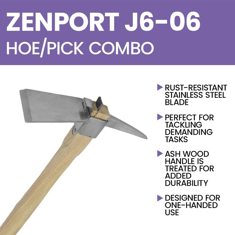 Zenport J606 Planting Hoe, 2.5-Inch Wide Stainless Steel Blade, 3-Inch Pick 1