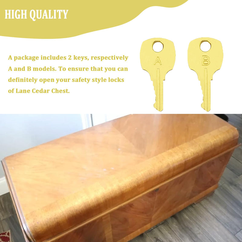 Cedar Chest Key Replacement Lane S Series Locks，Fits All Lane Newer S Series Safety Style Locks (2 Pack)