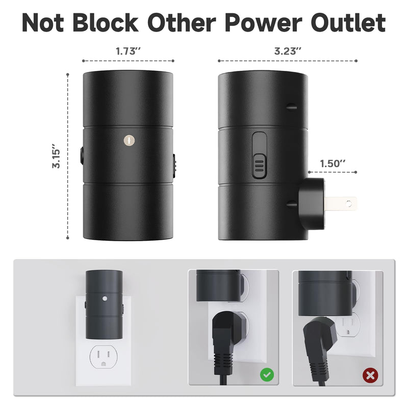 NIORSUN Night Lights Plug into Wall, Dimmable with 3 Color Modes & Auto On/Off Sensor, Ultra-Slim Nightlight for Hallway, Bathroom, Bedroom, Nursery, Kitchen (6 Pack, Black) 6 Pack