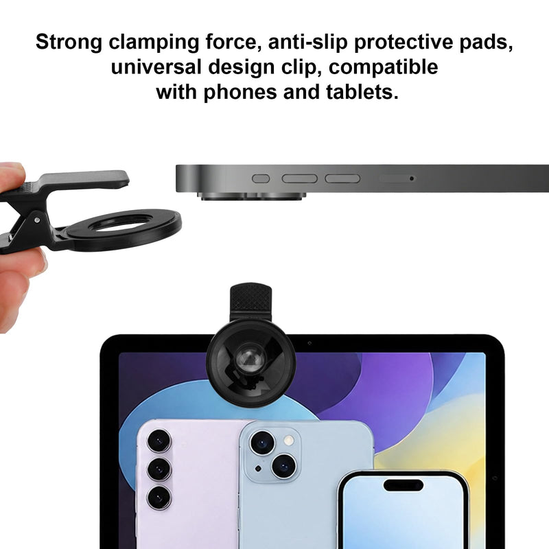 2-in-1 Phone Camera Lens, 0.45X Wide Angle (140°) & 15X Macro Universal Clip-On Lens for iPhone/Android Cell Phones Including Travel Storage Bag