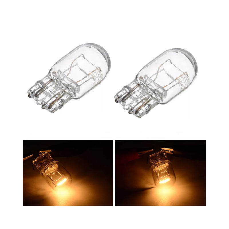 2 PCS T20 7443 1891 21/5W Clear Glass Turn Signal Stop Brake Tail Light-Bulbs - DRL Indicator Light Micro Bulb Parts, Automotive Universal Lighting Accessory, for Cars (White)