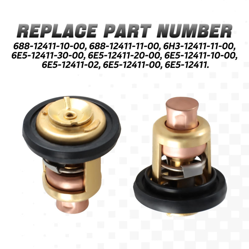 Thermostat Compatible with Yamaha 2-Stroke 3HP 15HP 25HP 30HP 40HP - 250HP Outboard Motors Replace#: 6E5-12411 6E5-12411-30-00 6E5-12411-20-00 6E5-12411-10-00 For 2-Stroke outboard motors