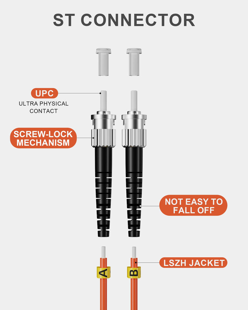 6 Pack LC to ST Fiber Patch Cable OM1 0.5M(1.5FT), Duplex MM Fiber Jumper 62.5/125µm LSZH for Fiber Optic Transceivers Orange 0.5m(1.5FT) Orange OM1 6