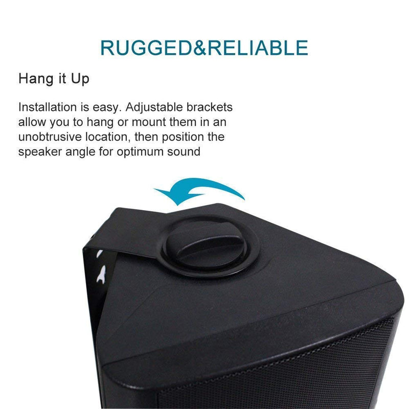 Herdio 4 Inches Passive Outdoor Speakers with 200Watt Powerful Bass Expansive Stereo Sound Coverage All-Weather Durability (Pair, Black)