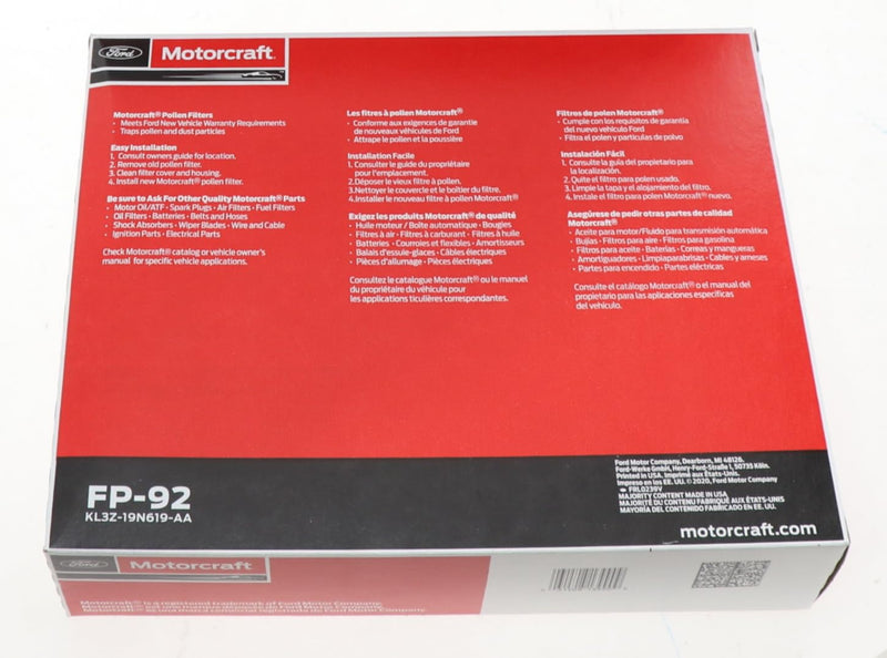 Motorcraft - FP-92 FP92 Cabin Air Filter, 1 Count (Pack of 1)