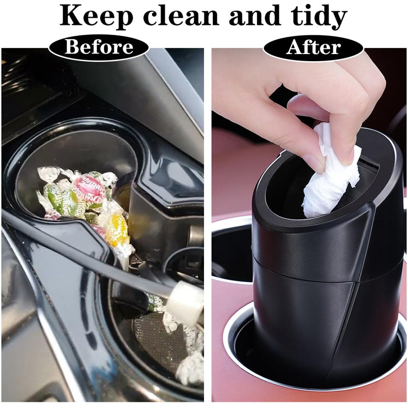  [AUSTRALIA] - Car Trash Can Bin with Lid - 2 Packs Car Garbage Can Cup Holder - Black Mini Leakproof Vehicle Trash Garbage Can Bin with 40pcs Trash Bags-Car Organizers and Storage for Front Back Seat Accessories Black,Black 1