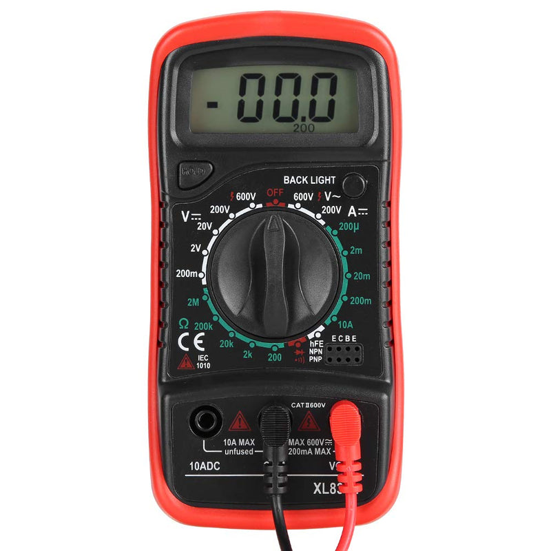 XL830L Handheld LCD Digital Multimeter Voltmeter Ammeter Ohmmeter Current Voltage Tester(XL830L Red) XL830L Red