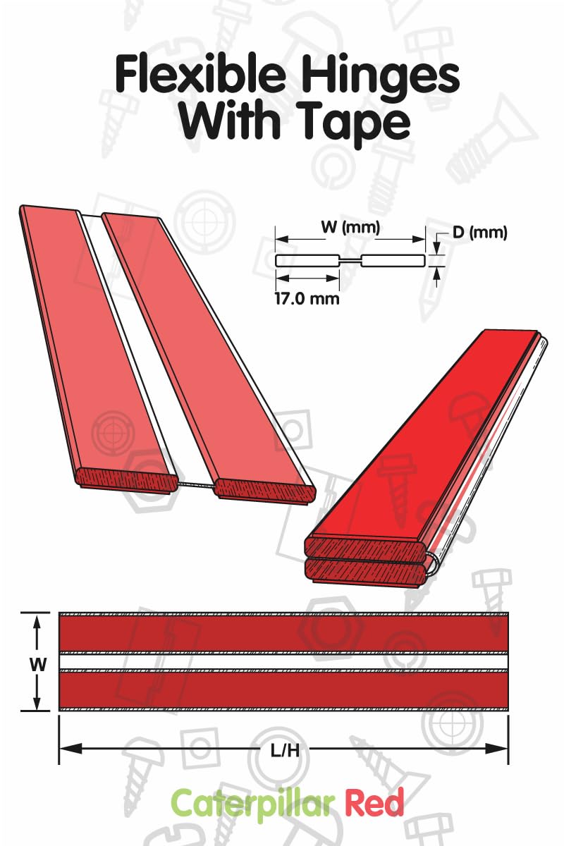 4x 200mm Clear Flexible Acrylic Hinges - Self-Adhesive, No Glue Required, Low Profile (7 7/8 in)