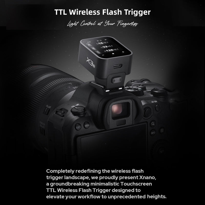 GODOX X3N 2.4G Wireless Flash Trigger Transmitter TTL Autoflash with Large OLED Touchscreen Multiple Flash Modes with USB Port 32 Channels 16 Groups Compatible with Nikon Cameras