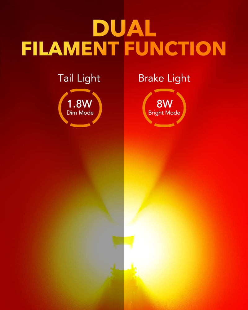 OXILAM Upgraded 7440 7443 LED Bulbs Red Brake Lights, 4000LM 600% Brighter, CANBUS Error Free, 7441 7444 T20 W21W LED Lamps Replacement with Projector for Tail Turn Signal Stop Lights (Pack of 2) Brilliant Red