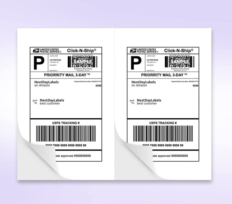  [AUSTRALIA] - NextDayLabels Half Sheet Shipping Labels 5.5" x 8.5" – Printable Blank Labels for Laser & Inkjet Printers, White Self-Adhesive Stickers, 2 Per Page for Ship, FBA, UPS & FedEx, Made in USA, 25 Pack 25 Sheets