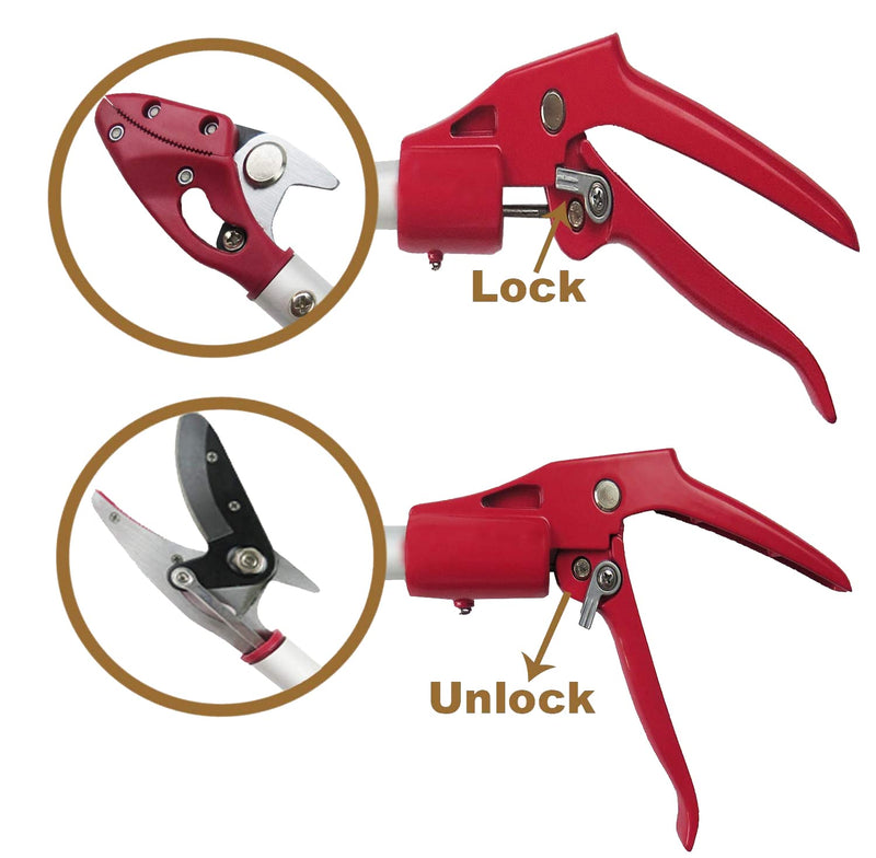 2 Feet Cut and Hold Tree Pruner, Rotation Pole Tree Trimming, Short Reach Fruit Picker, Branches Bypass Lopper 2 Feet Cut and Hold Pruner
